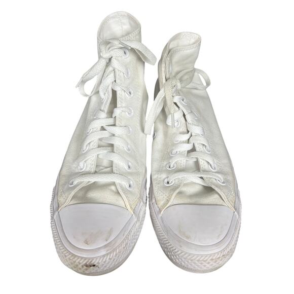 Converse High Top Size 8 Men's White Monochrome Sneakers USED - Picture 3 of 9